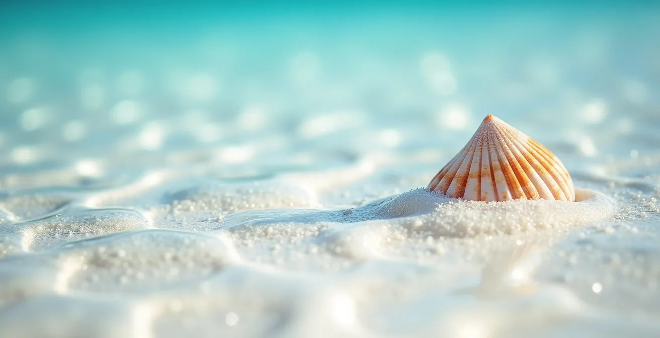Plage de sable blanc avec lagune turquoise peu profonde aux Îles-de-la-Madeleine